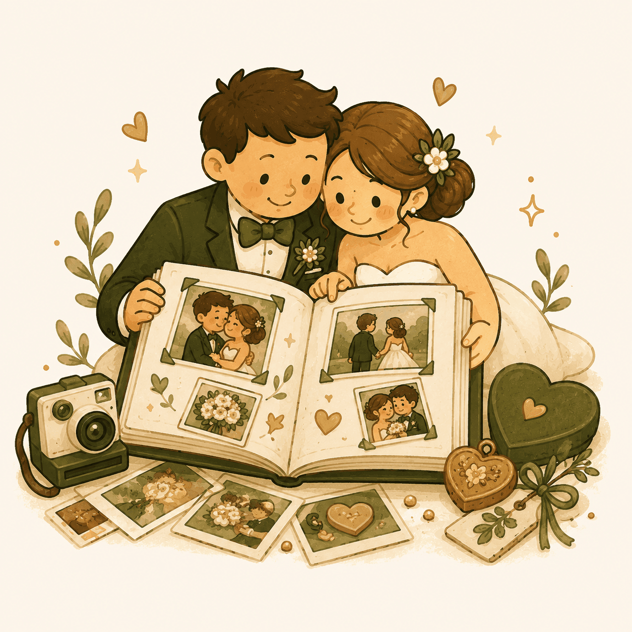 Ajuda com fotos, álbum e memórias do casamento