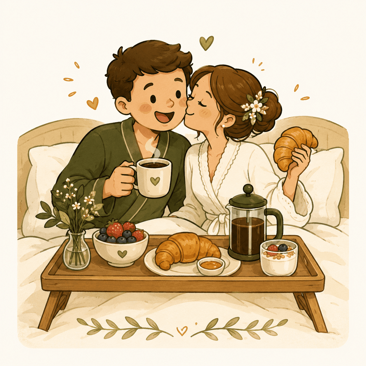 Café da manhã especial dos casados